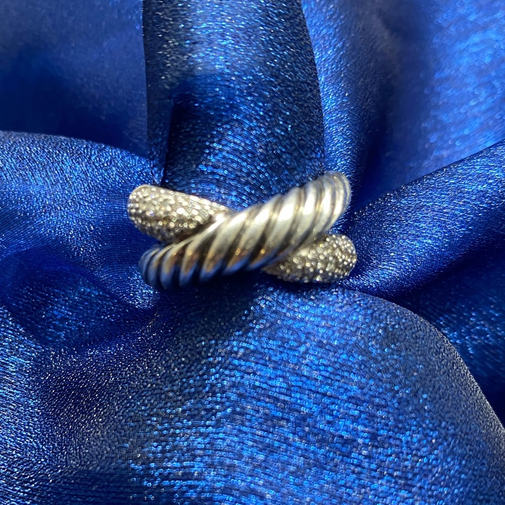 David Yurman Medium X Ring w/Pave Diamonds